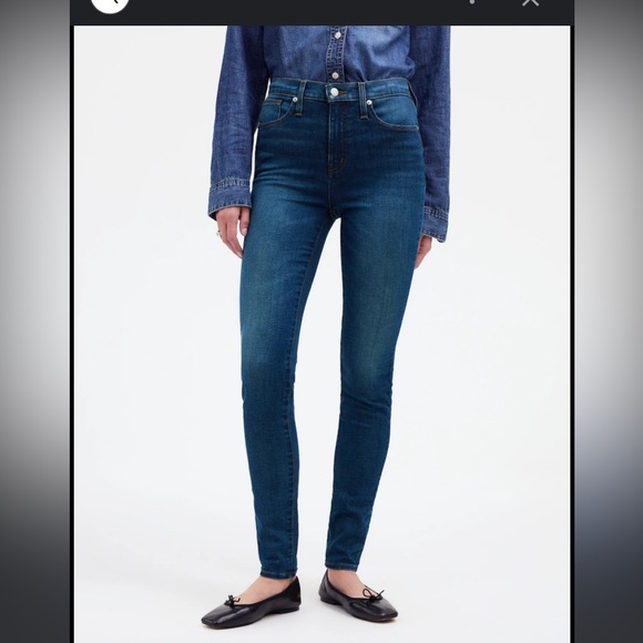 Madewell denim 10in high rise skinny dark rinse $130 jeans casual contemporary - Picture 2 of 9